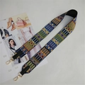 Ethnic style embroidered replacement strap with colorful weaving and golden metal hooks - Black