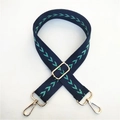 Bandoulière ethnique réglable avec motif géométrique bleu et vert et boucles dorées - Bleu