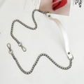Silver metal handbag chain replacement with white PU leather shoulder pad and lobster clasps - Plain White + Gold Chain