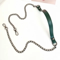 Gunmetal chain strap with dark green PU leather handle and lobster clasps for bags - Plain Green + Gold Chain