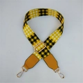 Correa ancha ajustable con estampado de cuadros amarillos y negros para bolsos bandolera - Amarillo