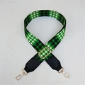 Adjustable wide replacement bag strap with green, black, and white checkered pattern - Light Green with Black PU