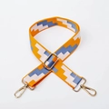 Verstellbarer breiter Schultergurt mit orange-blauem geometrischem Webmuster - Silberverschluss / Gelb