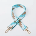 Verstellbarer breiter Taschenriemen mit blau-braunem geometrischem Zickzackmuster - Hellblau 1