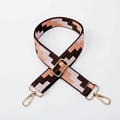 Verstellbarer breiter Taschenriemen mit braunem und rosa geometrischem Webmuster - Kaffeebraun 1