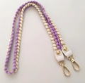 Braided purse strap in purple and beige weave with gold metallic clasps for crossbody bags - 100cm / Rope Light Purple