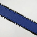 Tracolla in pelle blu motivo litchi con rivetti in metallo argento per borse - 120cm / Blu (Catena Argento)