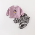 Ensemble bébé 2 pièces avec sweat canard violet et pantalon à rayures chic - 73 / Sweat violet et pantalon rayé