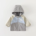 Windjack met capuchon voor jongens in grijs en blauw met schattig dierpatroon - Zoals getoond / 73cm