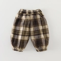 Kleinkind Karo-Flanellhose in Erdtönen mit elastischem Bund und Seitentaschen - 73cm / Braun