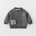 Giacca grigio scuro in maglia a nido d'ape per bambini con bottoni e stile casual - Grigio / 73cm