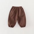 Infant cotton sports joggers in dark brown with elastic waist and ribbed cuffs - 73cm / Brown