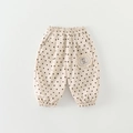 Beige baby joggingbroek met stippen, konijnenkant-patch en elastische manchetten - 73cm / Beige