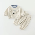 Kleinkind-Trainingsanzug zweiteilig mit cremefarbenem Sweatshirt und 3D-Hundeohren - Gebrochenes Weiß / 73cm