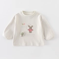 Girls long sleeve cream sweatshirt with cartoon bear print and tree patch detail - Light Green / 73cm