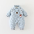 Mameluco acolchado azul claro para bebé con rombos y parche de pato decorativo - Azul / 73cm