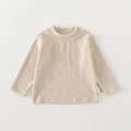 Beige thermisch shirt met lange mouwen voor baby's met borduursel en zachte textuur - Bruin / 73cm