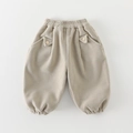 Pantaloni invernali in velluto a coste beige per neonati con vita elastica e tasche - 73cm / Marrone