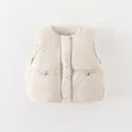 Kids cream down vest, Class A safety, 85% down filling for 0-10°C winter warmth - 80cm / Green