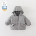 Grijze baby donsjas met capuchon van 85% witte eendendons voor temperaturen 0-10°C - Grijs / 80cm