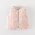 Gilet trapuntato rosa per bambini con bordo floreale e imbottitura in piumino d'anatra - 80cm / Rosa