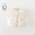 Floral print kids down vest for winter, warm sleeveless jacket with snap buttons - 80cm / Yellow