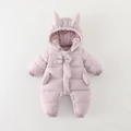 Tutina invernale imbottita per neonato rosa con orecchie da coniglio e design trapuntato - 66CM / Viola