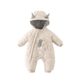 Tutina trapuntata beige per neonati con ricamo a dinosauro e cappuccio morbido - 66CM / Beige