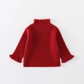 Pull en tricot rouge pour filles avec col à volants et poignets pour l'automne hiver - Rouge / 73cm