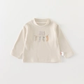 Soft beige long sleeve baby cotton T-shirt with plaid patch for toddlers size 73 - 73cm / Beige [base Layer]