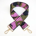 Wide camouflage jacquard purse strap with gold metal hardware for crossbody bags - Pink Camouflage