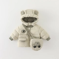 Giacca invernale con cappuccio per neonato beige con orecchie da orso e borsa a tracolla - 73cm / Giacca Verde Sola (Senza Maglia o Pantaloni)