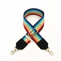 Adjustable rainbow striped wide shoulder strap for cross-body bags with gold metal hooks - Multicolor Rainbow 5cm Wide