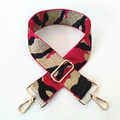 Adjustable wide replacement strap with red and gold woven pattern and metal hooks - Camo Red Gold Thread