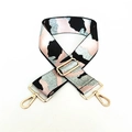 Detail of wide camo woven strap with gold metal lobster clasps and adjustable buckle - Light Pink Camouflage Silver Thread