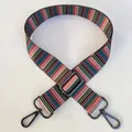 Adjustable woven colorful striped strap with dark grey metal rotating swivel hooks - Style 36 - Gunmetal Buckle