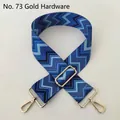 Detailansicht des ethnischen blauen Zickzack-Ersatzgurtes mit goldenen Metallschnallen - Blaues Wellenmuster (Nr. 73 Goldverschluss)