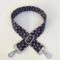 Detail of adjustable strap with geometric pattern and silver metal swivel hooks - Style 37 - Silver Buckle