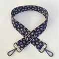 Close-up of black and white patterned bag strap with durable gun-metal swivel hooks - Style 37 - Gunmetal Buckle