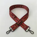 Detailed view of bohemian jacquard bag strap with gun-metal claps and floral pattern - No. 79 / Gunmetal