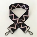Detail of adjustable black woven strap with pink zigzag patterns and gunmetal hardware - Black & Pink Wave Pattern (No. 75 Gunmetal Clasp)