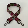 Close-up of ethnic colorful geometric strap with gunmetal rotating swivel hooks - Style 80 / Gunmetal