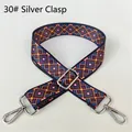 Ethnic style geometric diamond pattern woven replacement strap with silver metal hooks - No. 30 Silver Buckle