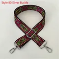 Detail of bohemian geometric strap No. 80 with silver buckle and ethnic green pattern - Style 80 / Silver