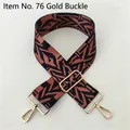 Close-up of ethnic geometric woven strap with golden hooks and adjustable slider - Ethnic Geometric Pattern (No. 76 Gold Clasp)