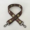 Ethnic wide bag strap with green floral embroidery and gunmetal lobster clasps - Style 81 / Gunmetal