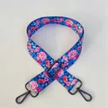 Detail of blue floral bag strap with pink flowers and No. 39 gunmetal swivel hooks - Style 39 - Gunmetal Buckle
