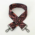 Close-up of ethnic geometric pattern wide strap with dark gunmetal swivel hook - Ethnic Geometric Pattern (No. 76 Gunmetal Clasp)