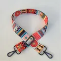 Detail of ethnic geometric patterned strap with gunmetal swivel clasps for bags - Style 40 - Gunmetal Buckle