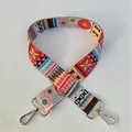 Close-up of bohemian style replacement bag strap with colorful geometric patterns and gold buckle - Style 40 - Gold Buckle